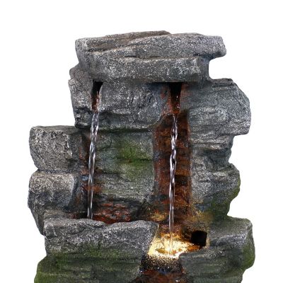 Sunnydaze Indoor Home Office Polyresin Towering Cave Waterfall Tabletop Water Fountain with LED Light - 14" Image 2