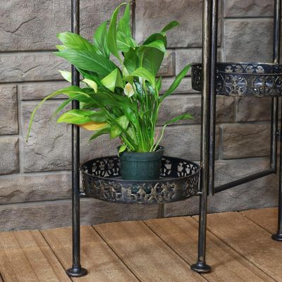 Sunnydaze Indoor/Outdoor Steel 10-Tiered Folding Succulent Flower Plant Display Stand - 52" - Bronze Image 3
