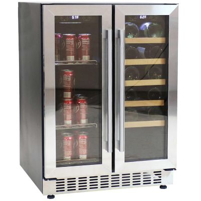 Sunnydaze Indoor Stainless Steel Beverage and Wine Dual Zone Refrigerator with Independent Temperature Controls - 20 Bottle Capacity - 63 Can Capacity Image 1