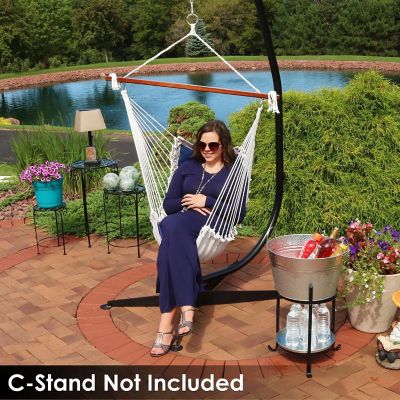 Sunnydaze Large Tufted Victorian Hammock Chair Swing for Backyard and Patio - 300 lb Weight Capacity - Navy Blue Image 3
