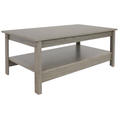 Sunnydaze MDF Indoor Coffee Table with Lower Shelf - 16" H - Thunder Gray Image 1