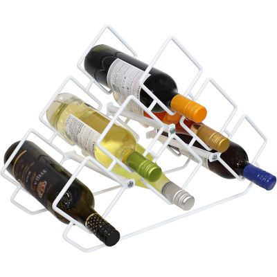 Sunnydaze Modern 6-Bottle Triangular Wine Rack - Indoor Steel Wire Tabletop Accent - White Image 2