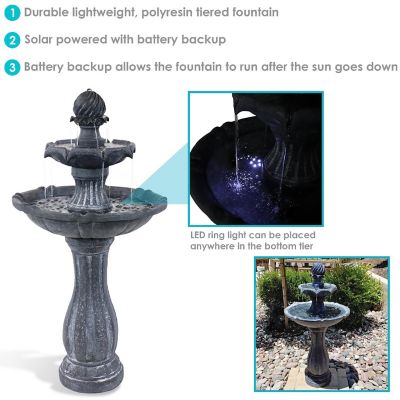 Sunnydaze Outdoor 2-Tier Solar Powered Polyresin Arcade Water Fountain ...