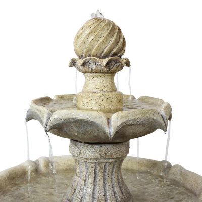 Sunnydaze Outdoor 2-Tier Solar Powered Polyresin Arcade Water Fountain with Battery Backup and LED Light - 45" - Earth Finish Image 2