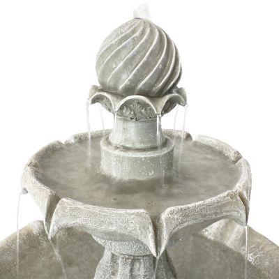 Sunnydaze Outdoor 2-Tier Solar Powered Water Fountain with Battery Backup and Submersible Pump - 35" - White Earth Finish Image 2