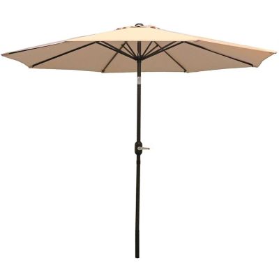 Sunnydaze Outdoor Aluminum Patio Table Umbrella with Polyester Canopy and Push Button Tilt and Crank - 9' - Beige Image 1