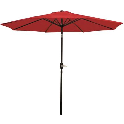 Sunnydaze Outdoor Aluminum Patio Table Umbrella with Polyester Canopy and Push Button Tilt and Crank - 9' - Red Image 1