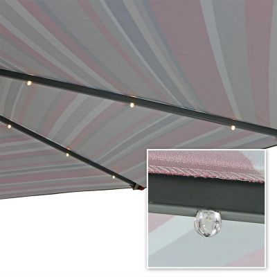 Sunnydaze Outdoor Aluminum Patio Umbrella with Solar LED Lights, Tilt, and Crank - 9' - Awning Stripe Image 2