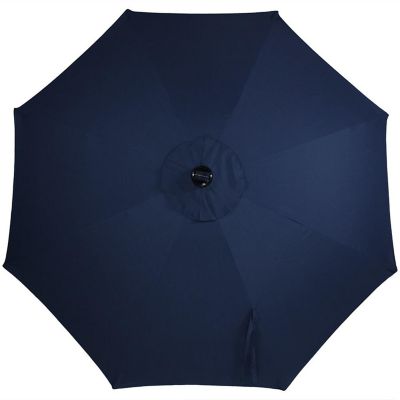 Sunnydaze Outdoor Aluminum Pool Patio Umbrella with Solar LED Lights, Tilt, and Crank - 9' - Navy Blue Image 2
