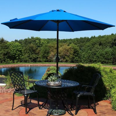 Sunnydaze Outdoor Aluminum Solution-Dyed Sunbrella Patio Umbrella with Auto Tilt and Crank - 9' - Pacific Blue Image 1