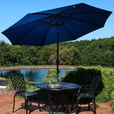 Sunnydaze Outdoor Aluminum Solution-Dyed Sunbrella Patio Umbrella with Auto Tilt and Crank - 9' - Pacific Blue Image 3