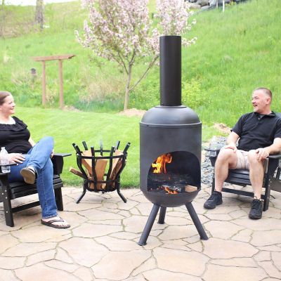 Sunnydaze Outdoor Backyard Patio Modern Steel Wood-Burning Fire Pit ...