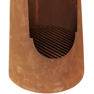 Sunnydaze Outdoor Backyard Patio Steel Santa Fe Wood-Burning Fire Pit Chiminea with Wood Grate - 50" - Rustic Finish Image 2