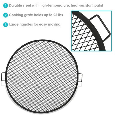 Sunnydaze Outdoor Camping or Backyard Heavy-Duty Steel Round X-Marks Fire Pit Cooking Grilling Grate - 37.5" Image 3