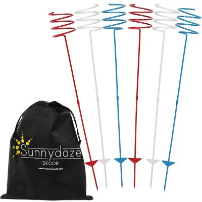 Sunnydaze Outdoor Drink/Beverage Holder Stakes for Lawn, 6pk, Red, White and Blue Image 1