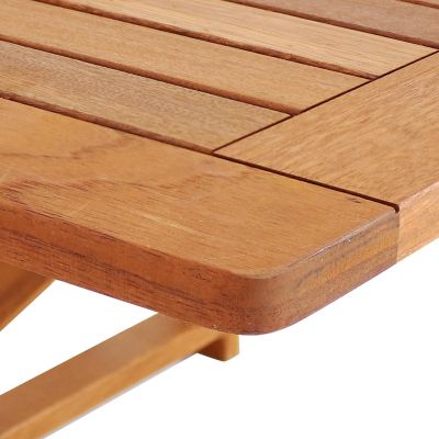 Sunnydaze Outdoor Folding Balcony Railing Table - Meranti Wood Construction - Brown Image 1