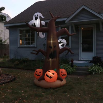 Sunnydaze Outdoor Haunted Forest Self-Inflating Halloween Inflatable Yard Decoration with LED Lights and Built-In Fan - 8' Image 1