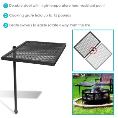 Sunnydaze Outdoor Heavy-Duty 360-Degree Rotating Adjustable Swivel Fire Pit Cooking Grill Grate - 24" Image 3