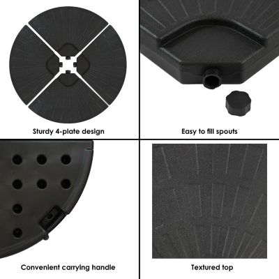 Sunnydaze Outdoor Heavy-Duty Fillable Cantilever Offset Patio Umbrella Base Weight Plates - Black - 4pc Image 3