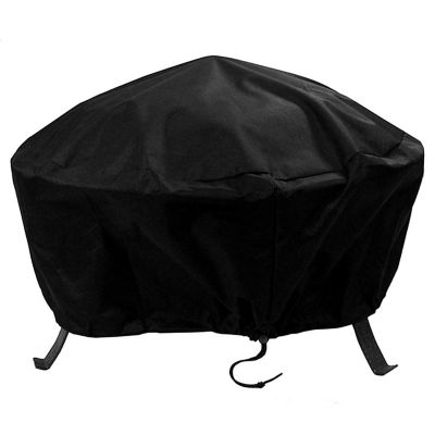 Sunnydaze Outdoor Heavy-Duty Weather-Resistant PVC and 300D Polyester Round Fire Pit Cover with Drawstring and Toggle Closure - 36" - Black Image 1