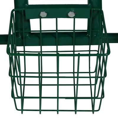 Sunnydaze Outdoor Lawn and Garden Heavy-Duty Steel Rolling Gardening Cart with Extendable Steer Handle, Swivel Chair, and Basket - Green Image 1