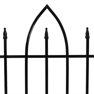 Sunnydaze Outdoor Lawn and Garden Metal Gothic Arch Style Decorative Border Fence Panel Set - 6' - Black - 2pk Image 2