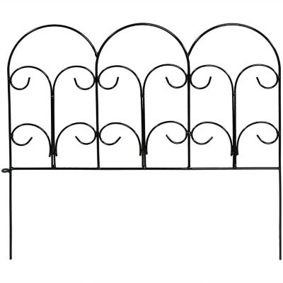 Sunnydaze Outdoor Lawn and Garden Metal Victorian Style Decorative Border Fence Panel Set - 7' - Black - 5pk Image 1