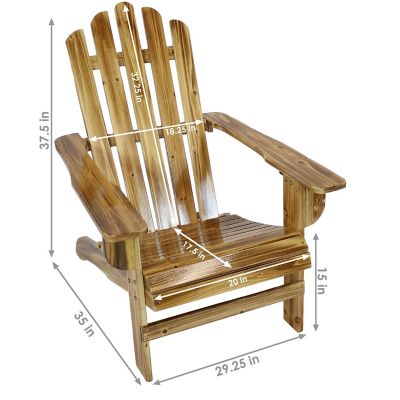 Sunnydaze Outdoor Natural Fir Wood Rustic Lounge Backyard Patio Adirondack Chair - Light Charred Finish - 1 Chair Image 2
