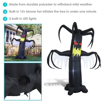 Sunnydaze Outdoor Nightmare Hollow Ghostly Tree Self-Inflating Halloween Inflatable Yard Decoration with LED Lights and Built-In Fan - 8' Image 3