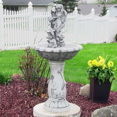 Sunnydaze Outdoor Polyresin Fairy Flower Solar Powered Water Fountain Feature with Battery Backup - 42" Image 1