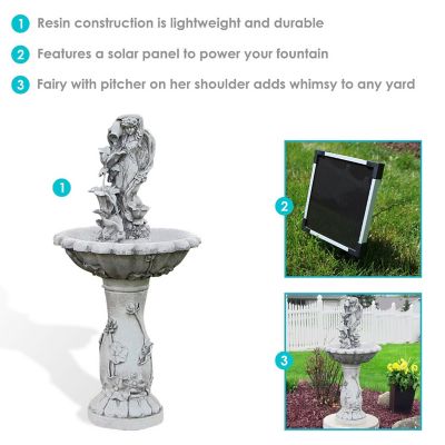 Sunnydaze Outdoor Polyresin Fairy Flower Solar Powered Water Fountain Feature with Battery Backup - 42" Image 3