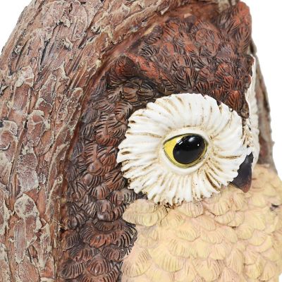 Sunnydaze Outdoor Polyresin Winifred and Wesley the Wise Old Owls Tree Hugger Tree Trunk Garden Sculpture Decoration - 9" - 2pc Image 2