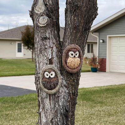 Sunnydaze Outdoor Polyresin Winifred and Wesley the Wise Old Owls Tree Hugger Tree Trunk Garden Sculpture Decoration - 9" - 2pc Image 3