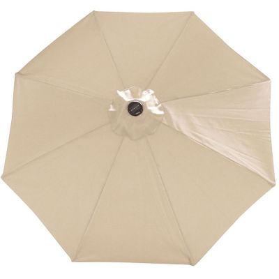 Sunnydaze Outdoor Solar Patio Umbrella with Polyester Canopy, LED Lights and Push Button Tilt and Crank - 9' - Beige Image 2