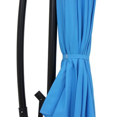 Sunnydaze Outdoor Steel Cantilever Offset Patio Umbrella with Air Vent, Crank, and Base - 9' - Azure Image 2
