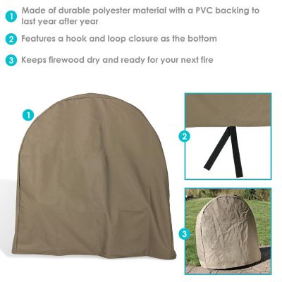 Sunnydaze Outdoor Weather-Resistant Durable Polyester with PVC Backing Firewood Log Hoop Cover - 40" - Khaki Image 3