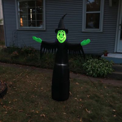 Sunnydaze Outdoor Wendolyn the Wicked Witch Self-Inflating Halloween Inflatable Yard Decoration with LED Lights and Built-In Fan - 5' Image 1