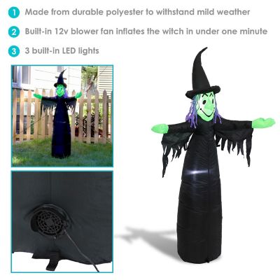 Sunnydaze Outdoor Wendolyn the Wicked Witch Self-Inflating Halloween Inflatable Yard Decoration with LED Lights and Built-In Fan - 5' Image 3