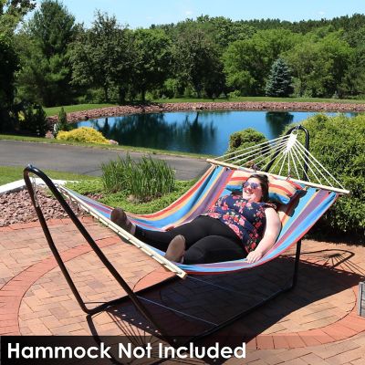 Sunnydaze Portable Heavy-Duty Steel Hammock Stand Only for Camping and Spreader Bar Styles - 330 lb Capacity/10' Stand - Black Image 3