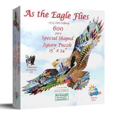 Sunsout As the Eagle Flies 600 pc Special Shape Jigsaw Puzzle Image 1