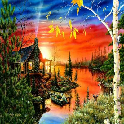 Sunsout Autumn Evening 550 pc  Jigsaw Puzzle Image 1