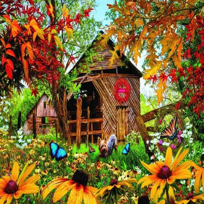 Sunsout Autumn Red and Gold 1000 pc  Jigsaw Puzzle Image 1