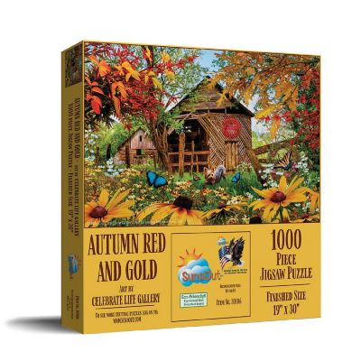 Sunsout Autumn Red and Gold 1000 pc  Jigsaw Puzzle Image 1