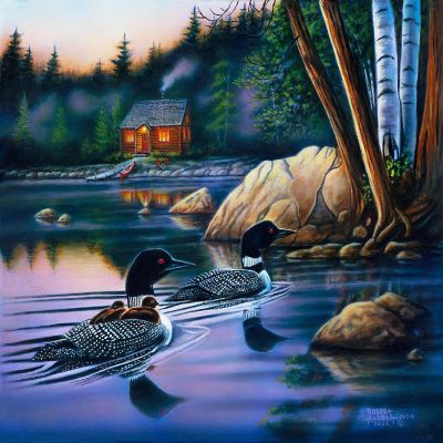 Sunsout Backwater Loons 500 pc  Jigsaw Puzzle Image 1
