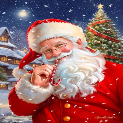 Sunsout Candy Cane Santa 500 pc  Jigsaw Puzzle Image 1