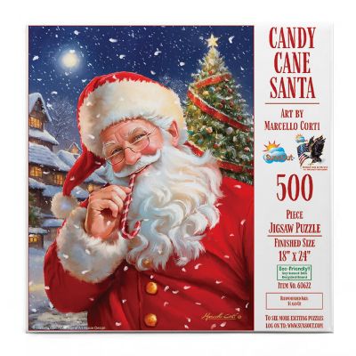 Sunsout Candy Cane Santa 500 pc  Jigsaw Puzzle Image 2