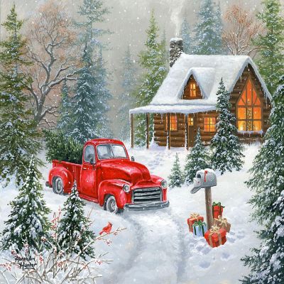Sunsout Christmas Tree Cabin 500 pc  Jigsaw Puzzle Image 1