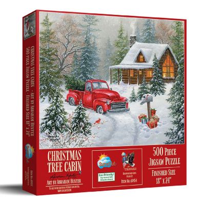 Sunsout Christmas Tree Cabin 500 pc  Jigsaw Puzzle Image 1