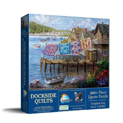 Sunsout Dockside Quilts 500 pc Large Pieces Jigsaw Puzzle Image 1