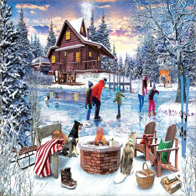 Sunsout Fireside Skaters 1000 pc  Jigsaw Puzzle Image 1